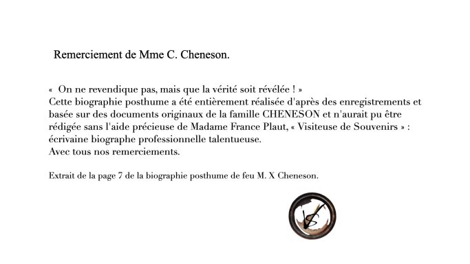 Témoignage de Mme C Cheneson.